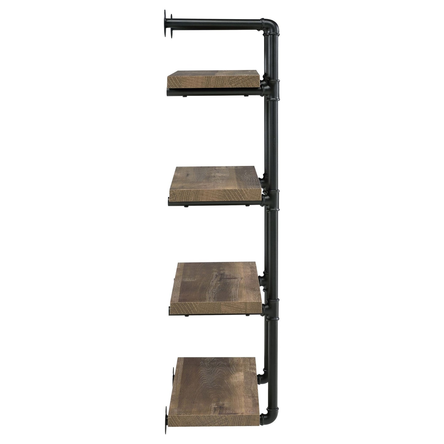 Black and Rustic Oak 4-tier Wall Shelf image 6