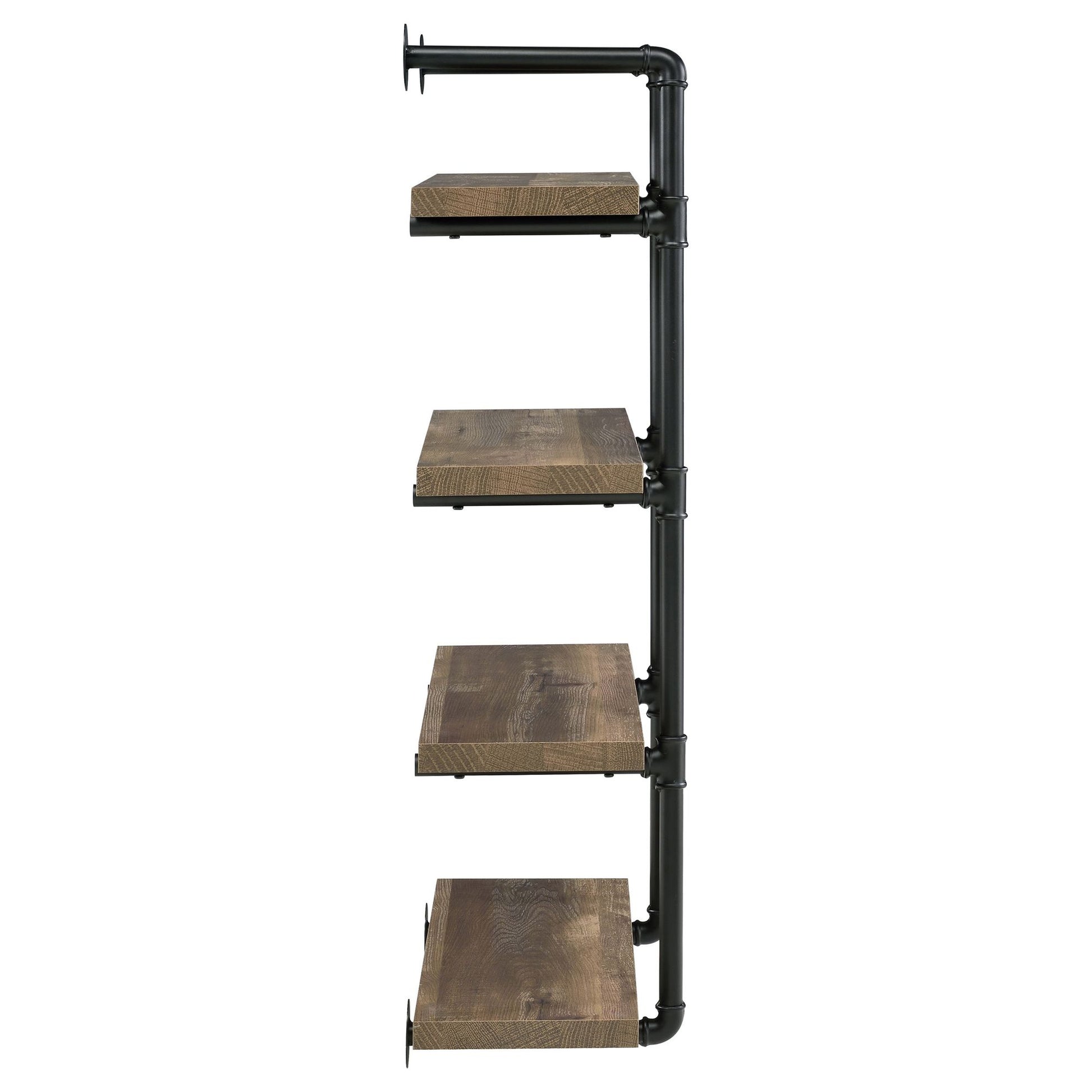 Black and Rustic Oak 4-tier Wall Shelf image 6