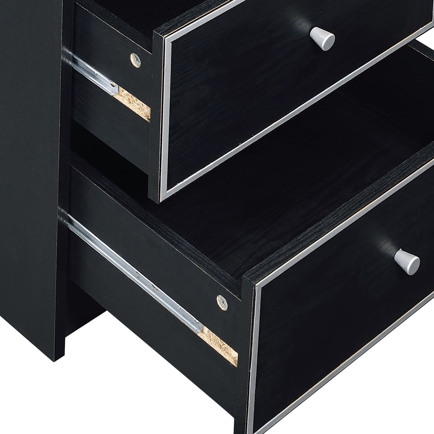 Black and Silver 2-drawer Nightstand image 5