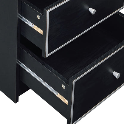Black and Silver 2-drawer Nightstand image 5