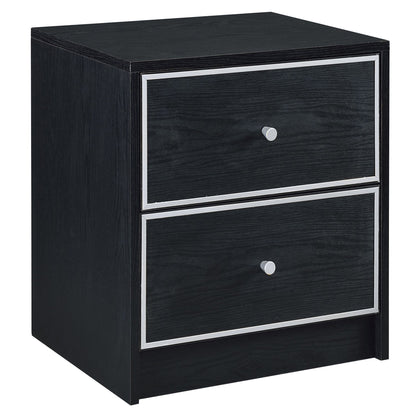 Black and Silver 2-drawer Nightstand image 1