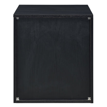 Black and Silver 2-drawer Nightstand image 3