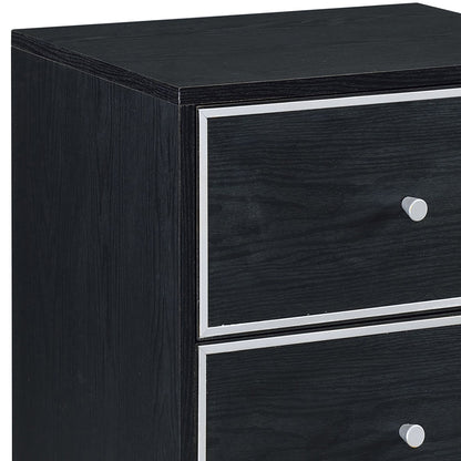 Black and Silver 2-drawer Nightstand image 6