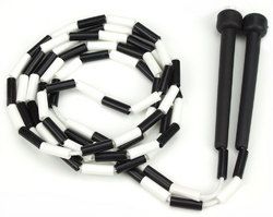 Black and White 7-foot jump rope with plastic segmentation image 1