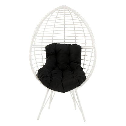 Black and White Patio Chair with Removable Cushion image 2
