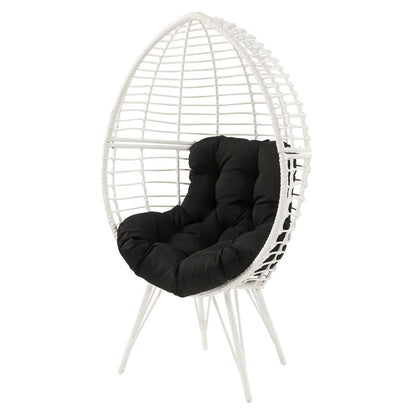 Black and White Patio Chair with Removable Cushion image 1