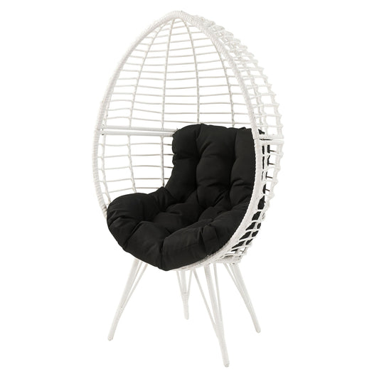 Black and White Patio Chair with Removable Cushion image 1