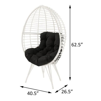 Black and White Patio Chair with Removable Cushion image 7