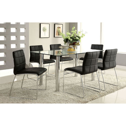 Black Color Leatherette 2pcs Dining Chairs Chrome Metal Legs Dining Room Side Chairs image 5