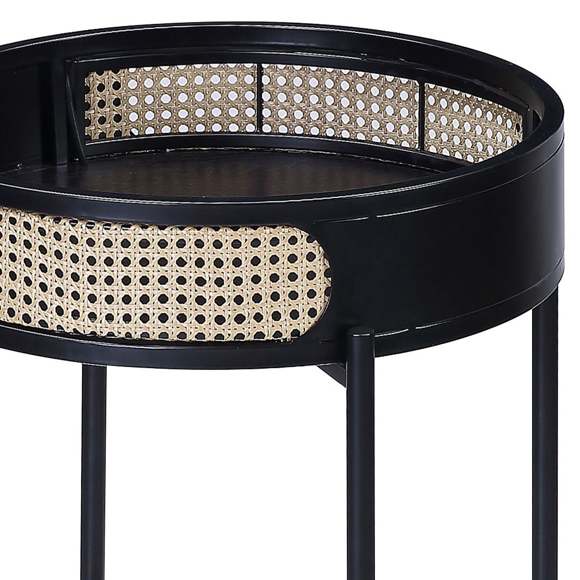 Black End Table with Tray Top image 4