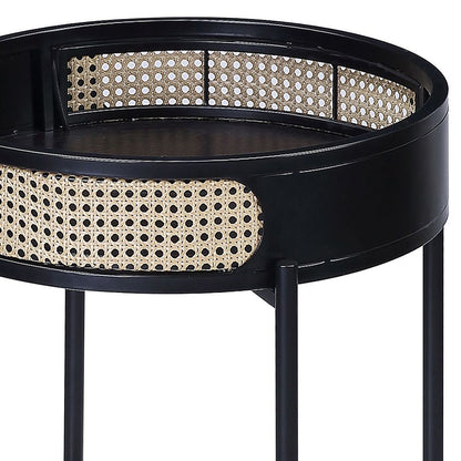 Black End Table with Tray Top image 4