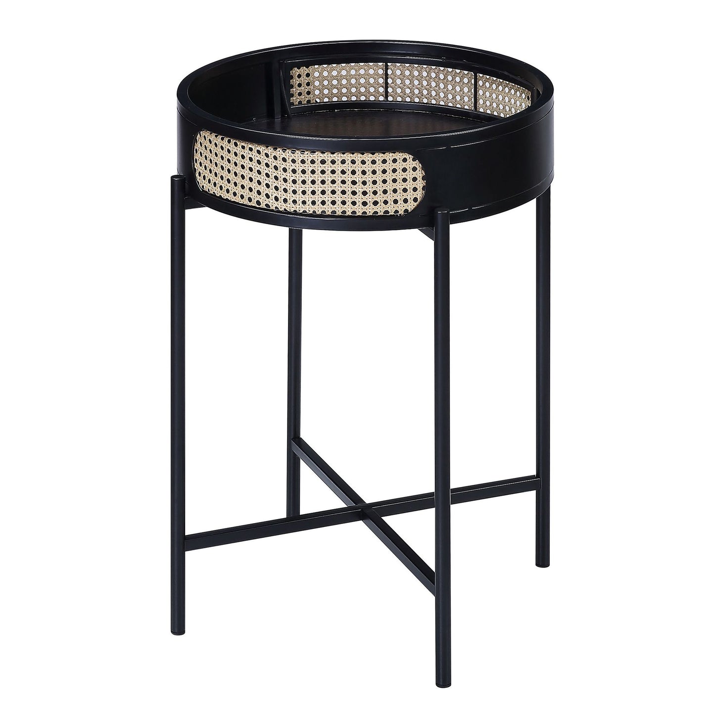 Black End Table with Tray Top image 2