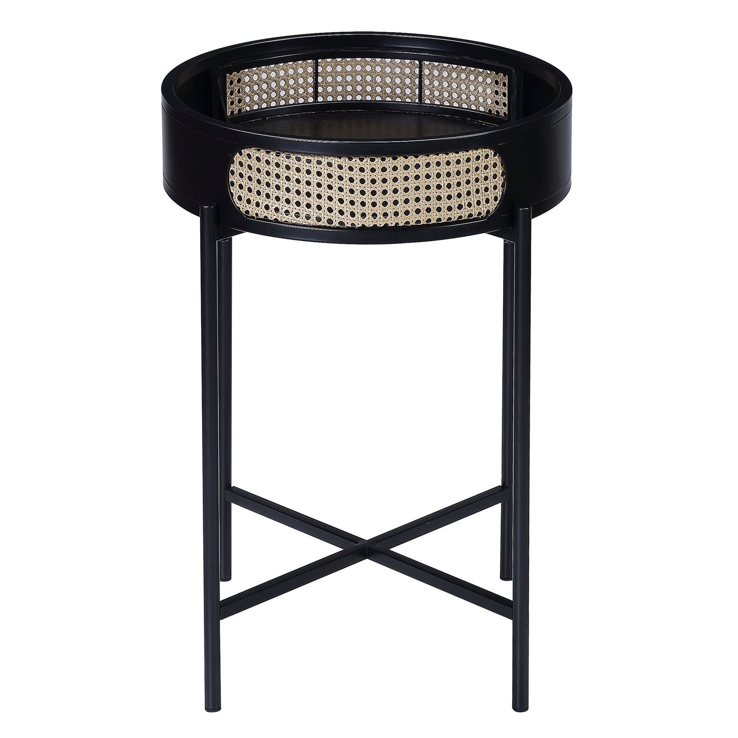 Black End Table with Tray Top image 3