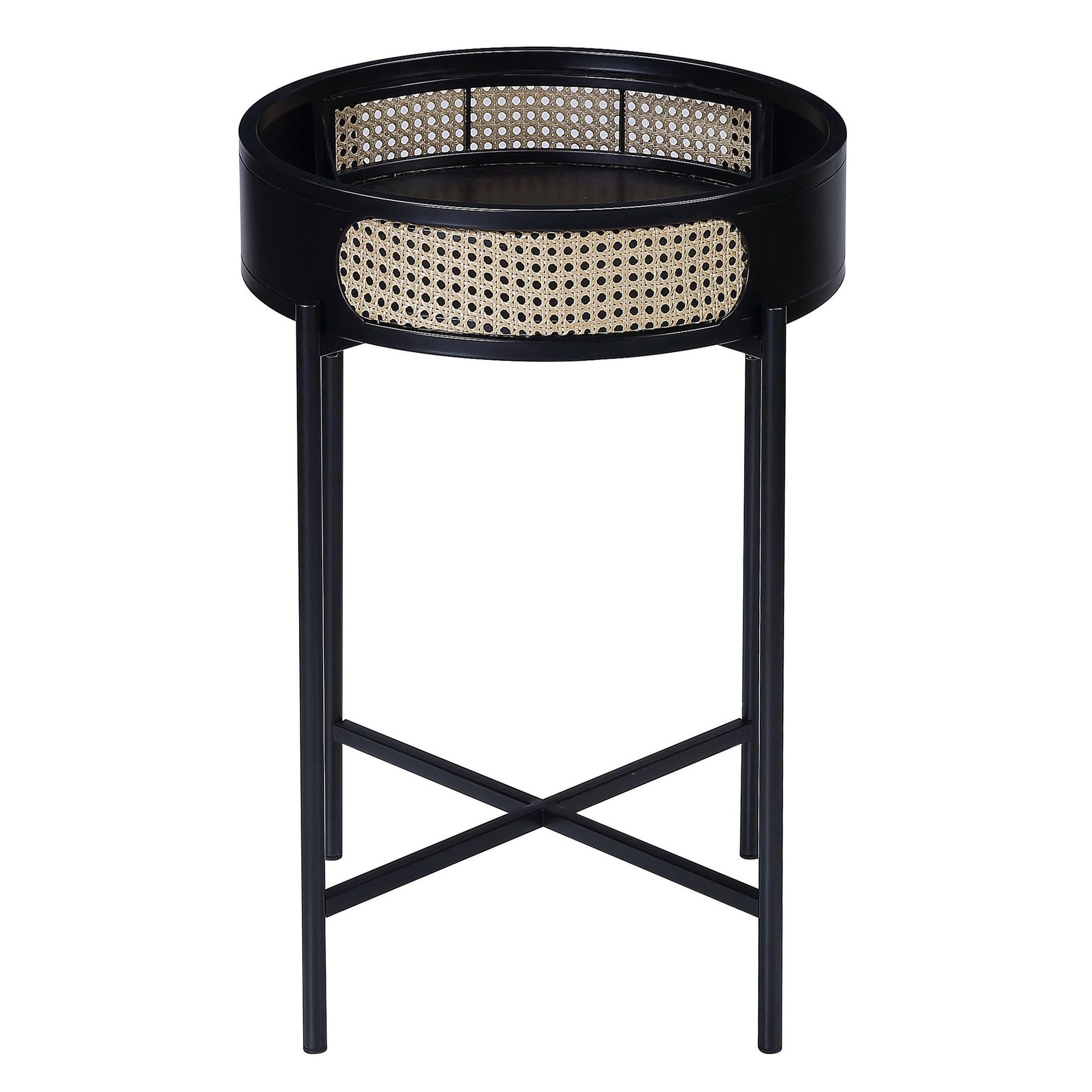 Black End Table with Tray Top image 3