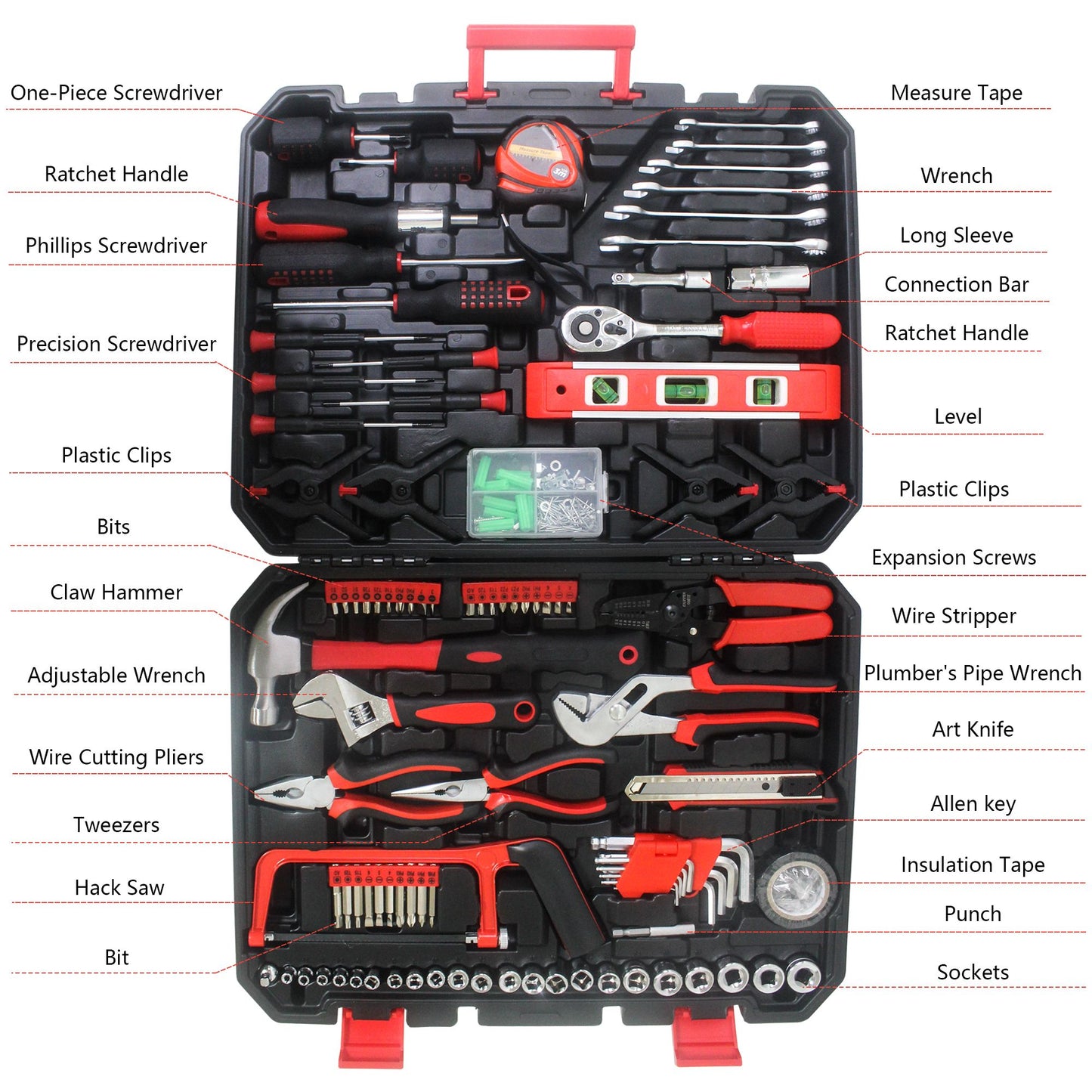 Black Hand Tool Box with Toolset 238Pcs image 5