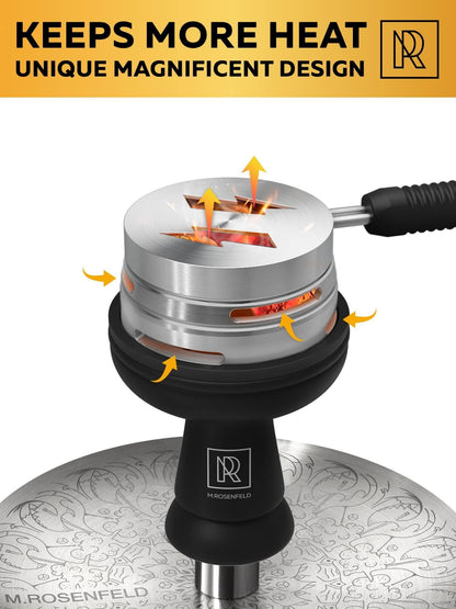 Black Hookah Bowl Set Silicone Premium Shisha Bowl Phunnel for Smoking with Hookah Tongs & Heat Management Charcoal Hold image 2