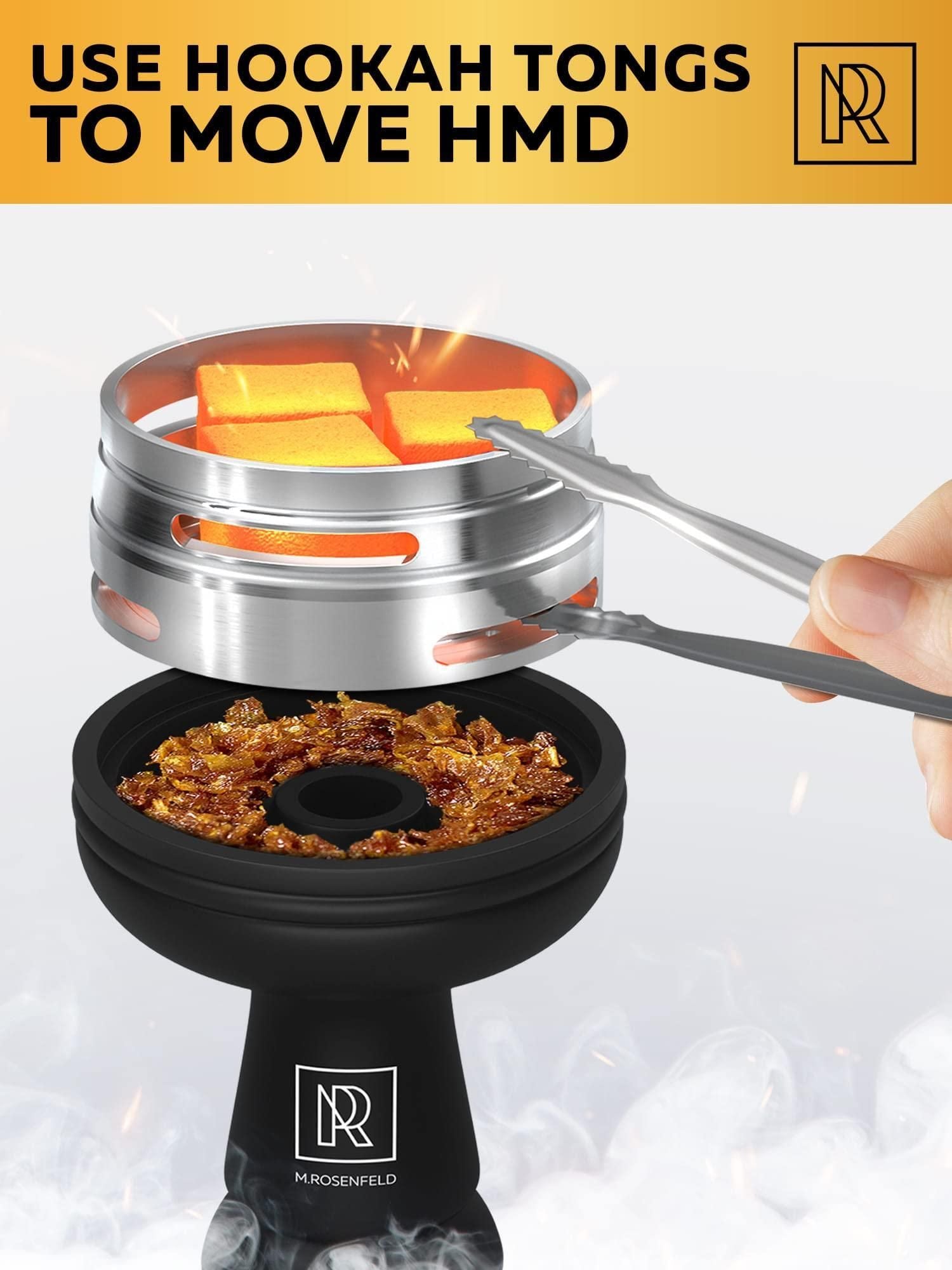 Black Hookah Bowl Set Silicone Premium Shisha Bowl Phunnel for Smoking with Hookah Tongs & Heat Management Charcoal Hold image 3