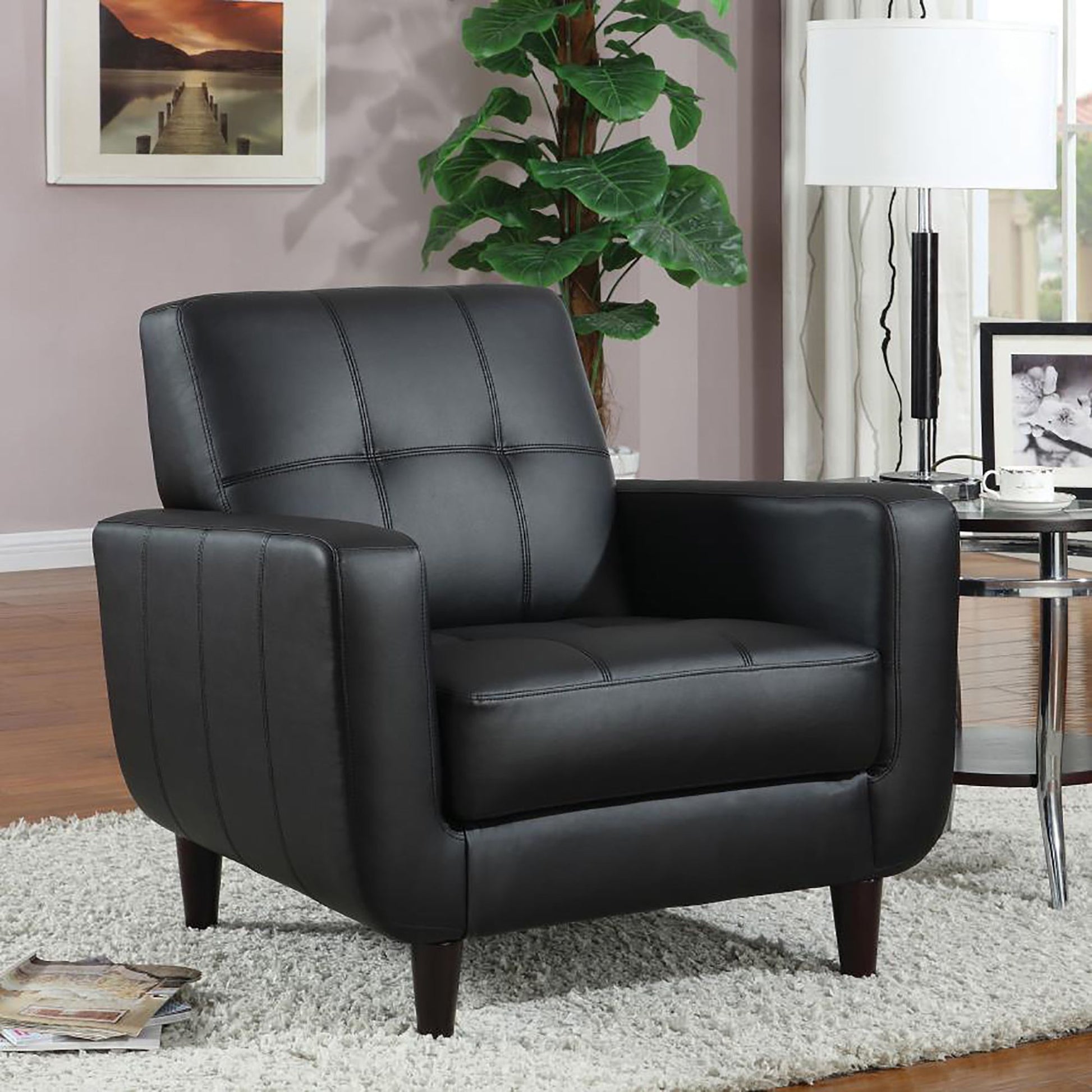 Black Track Arm Accent Chair image 1