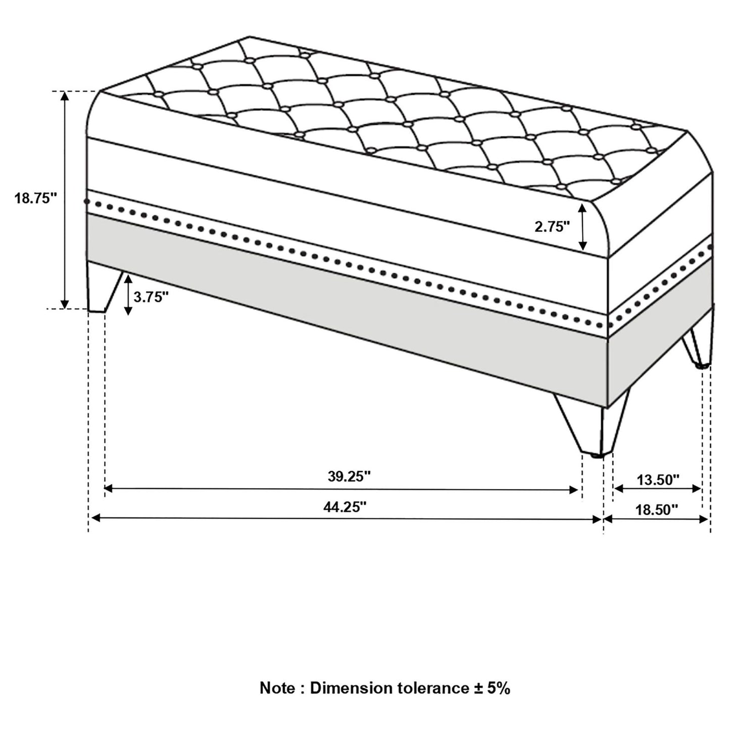 Black Tufted Trunk with Nailhead Trim image 4