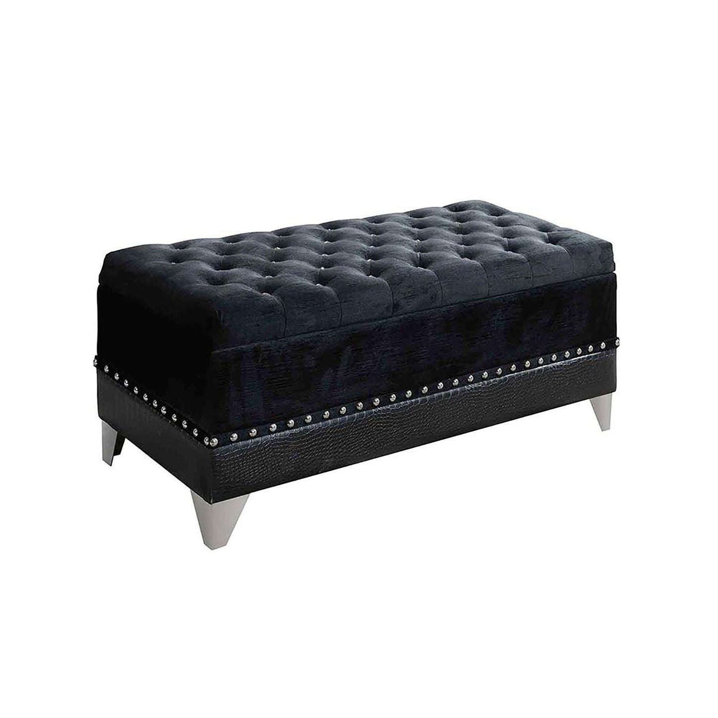 Black Tufted Trunk with Nailhead Trim image 2