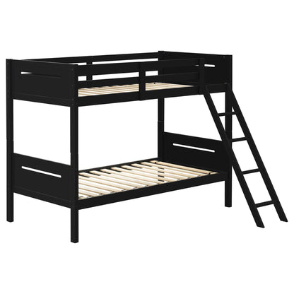 Black Twin/Twin Bunk Bed with Built-in Ladder image 3