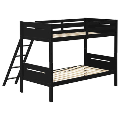 Black Twin/Twin Bunk Bed with Built-in Ladder image 4
