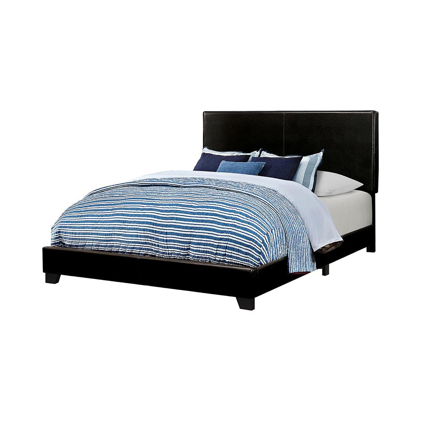 Black Upholstered Queen Panel Bed image 3