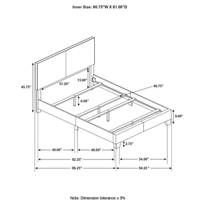 Black Upholstered Queen Panel Bed image 5