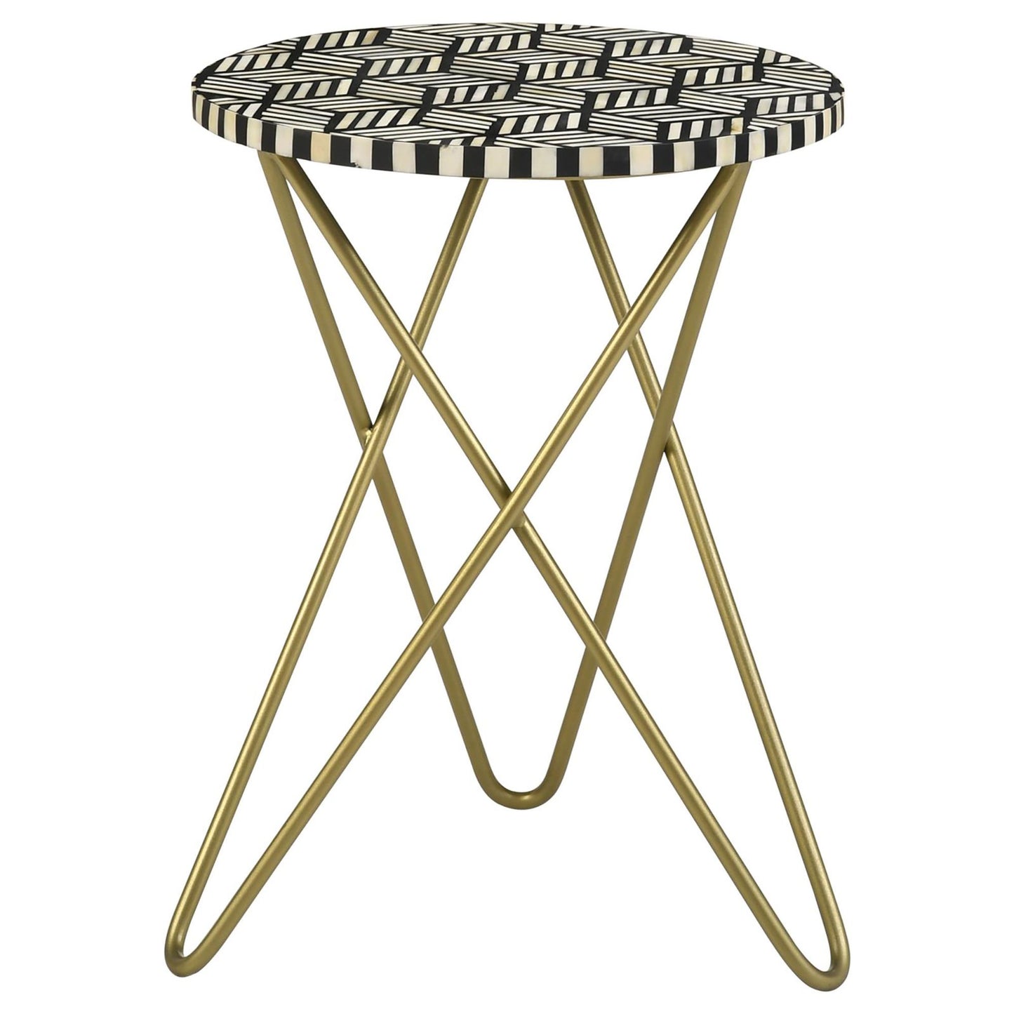 Black White and Gold Top Accent Table image 2
