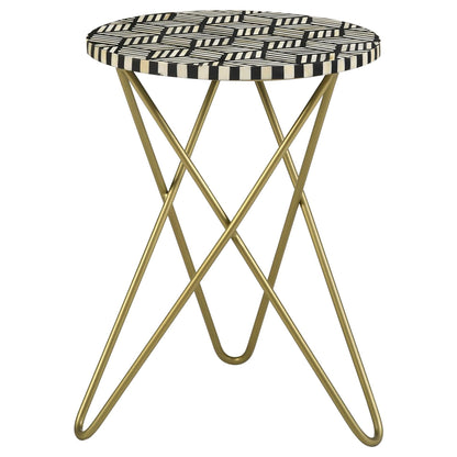 Black White and Gold Top Accent Table image 2