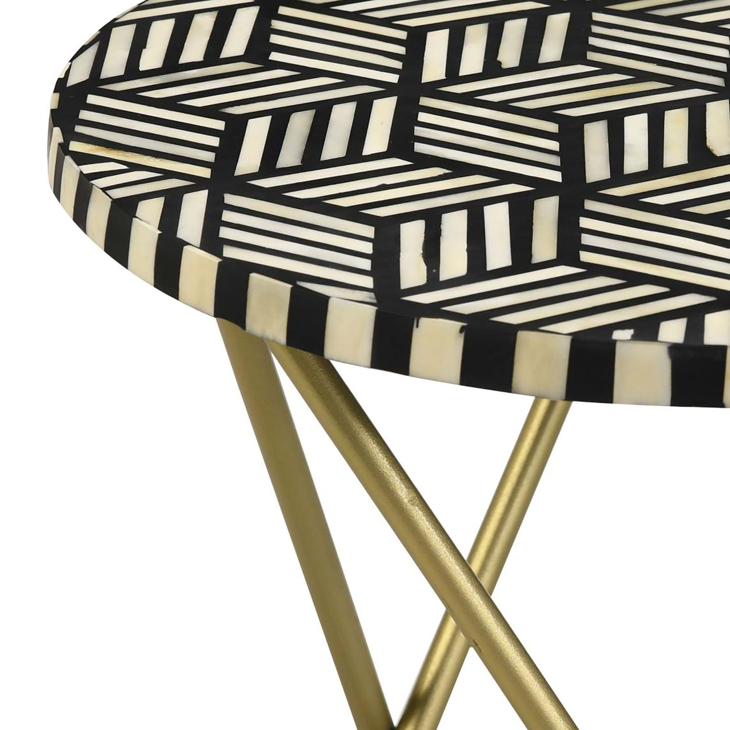 Black White and Gold Top Accent Table image 4