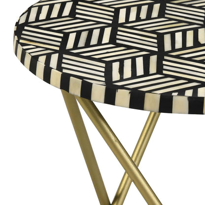 Black White and Gold Top Accent Table image 4