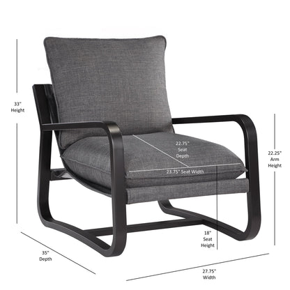 Blaire Sling Chair Upholstered in Charcoal Fabric with Metal Frame image 8