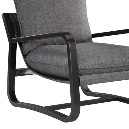 Blaire Sling Chair Upholstered in Charcoal Fabric with Metal Frame image 6