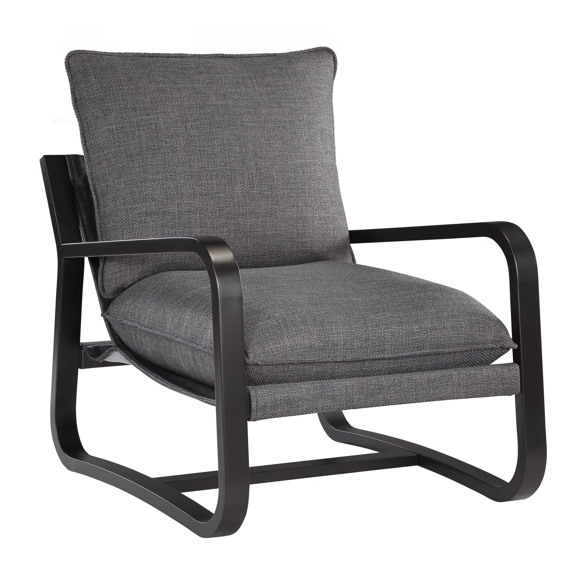 Blaire Sling Chair Upholstered in Charcoal Fabric with Metal Frame image 1