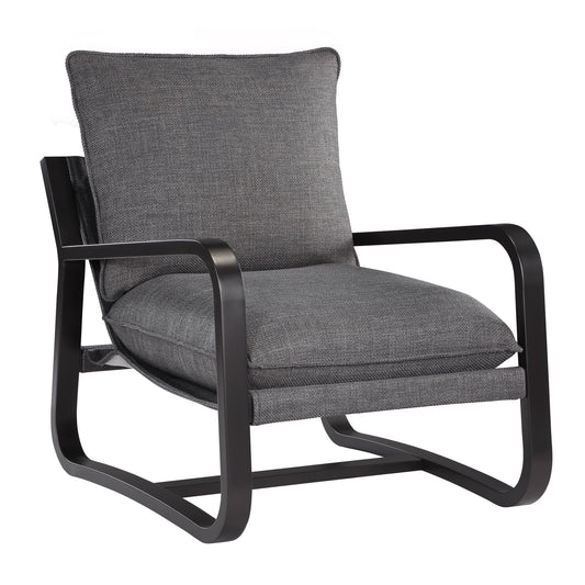 Blaire Sling Chair in Charcoal Fabric with Bronze Metal Frame - Front View