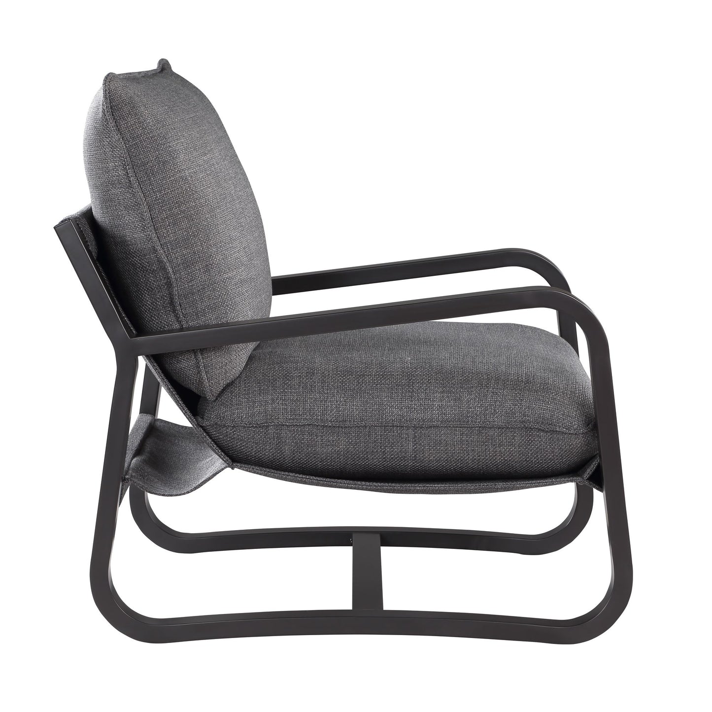 Blaire Sling Chair Upholstered in Charcoal Fabric with Metal Frame image 4