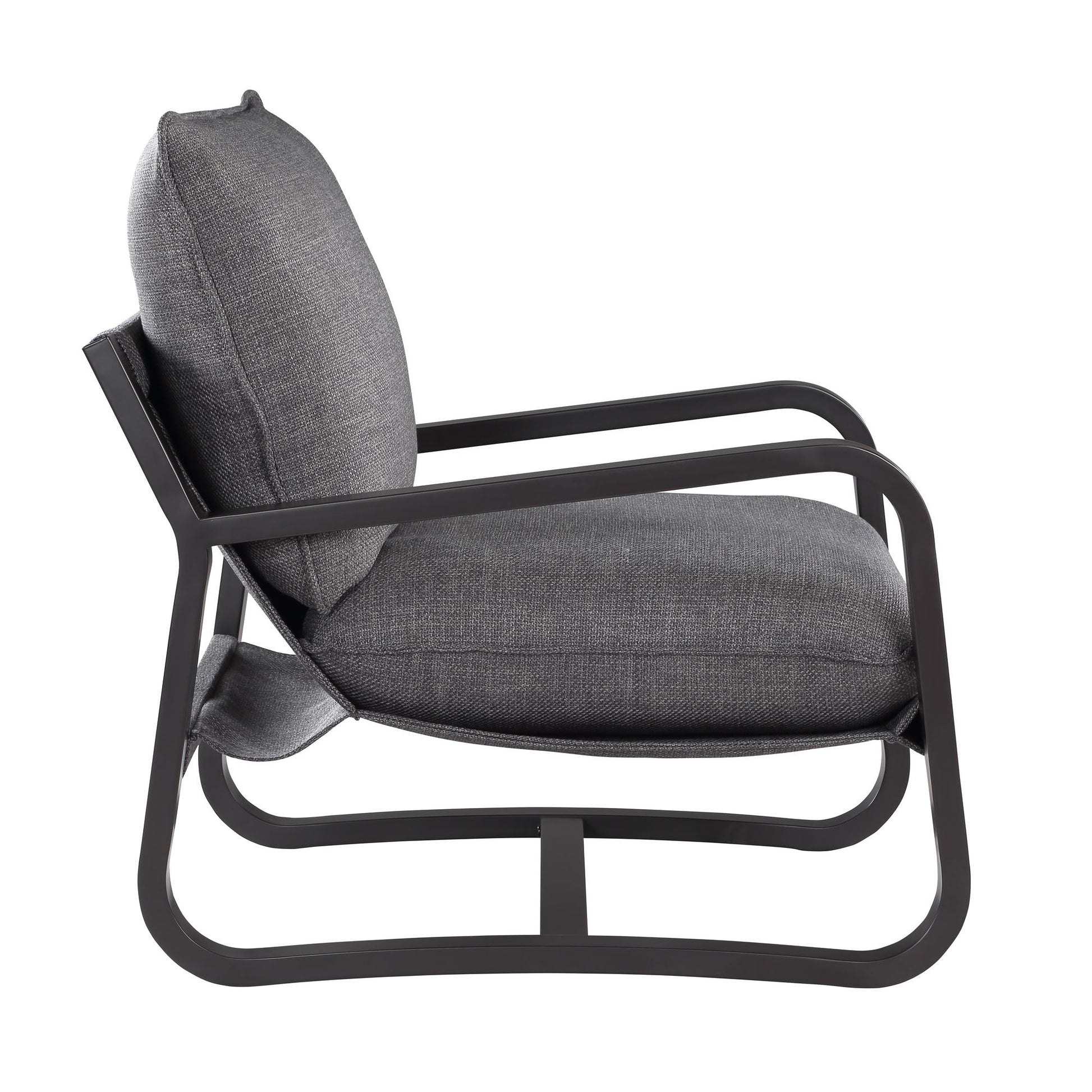 Blaire Sling Chair Upholstered in Charcoal Fabric with Metal Frame image 4