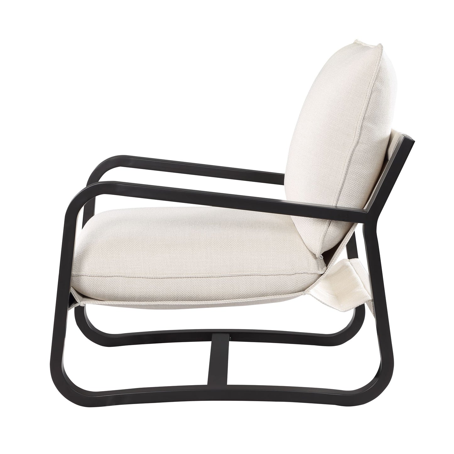 Blaire Sling Chair Upholstered in Oatmeal Fabric with Metal Frame image 5