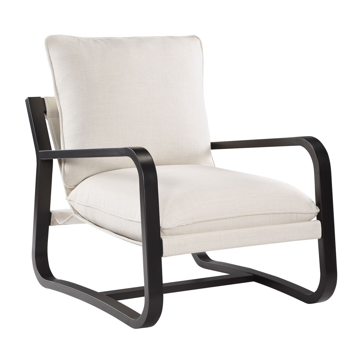 Blaire Sling Chair Upholstered in Oatmeal Fabric with Metal Frame image 1