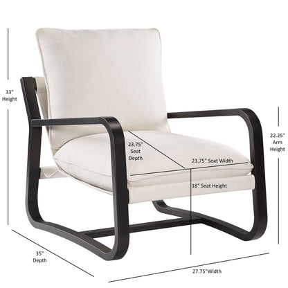Blaire Sling Chair Upholstered in Oatmeal Fabric with Metal Frame image 8