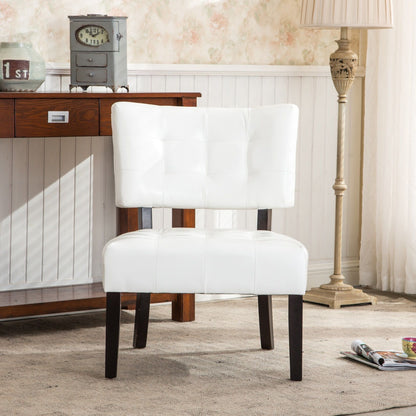 Blended Leather Tufted Accent Chair with Oversized Seating, Ivory image 2