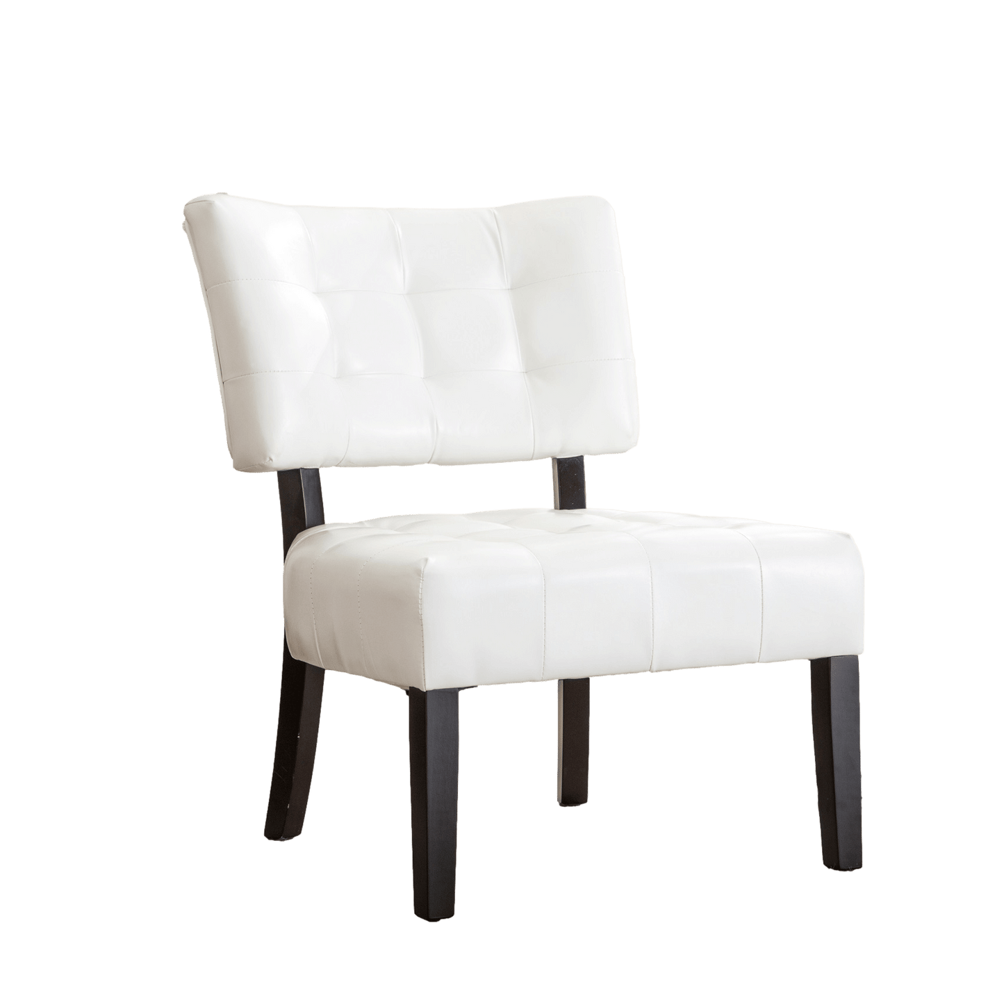 Blended Leather Tufted Accent Chair with Oversized Seating, Ivory image 5