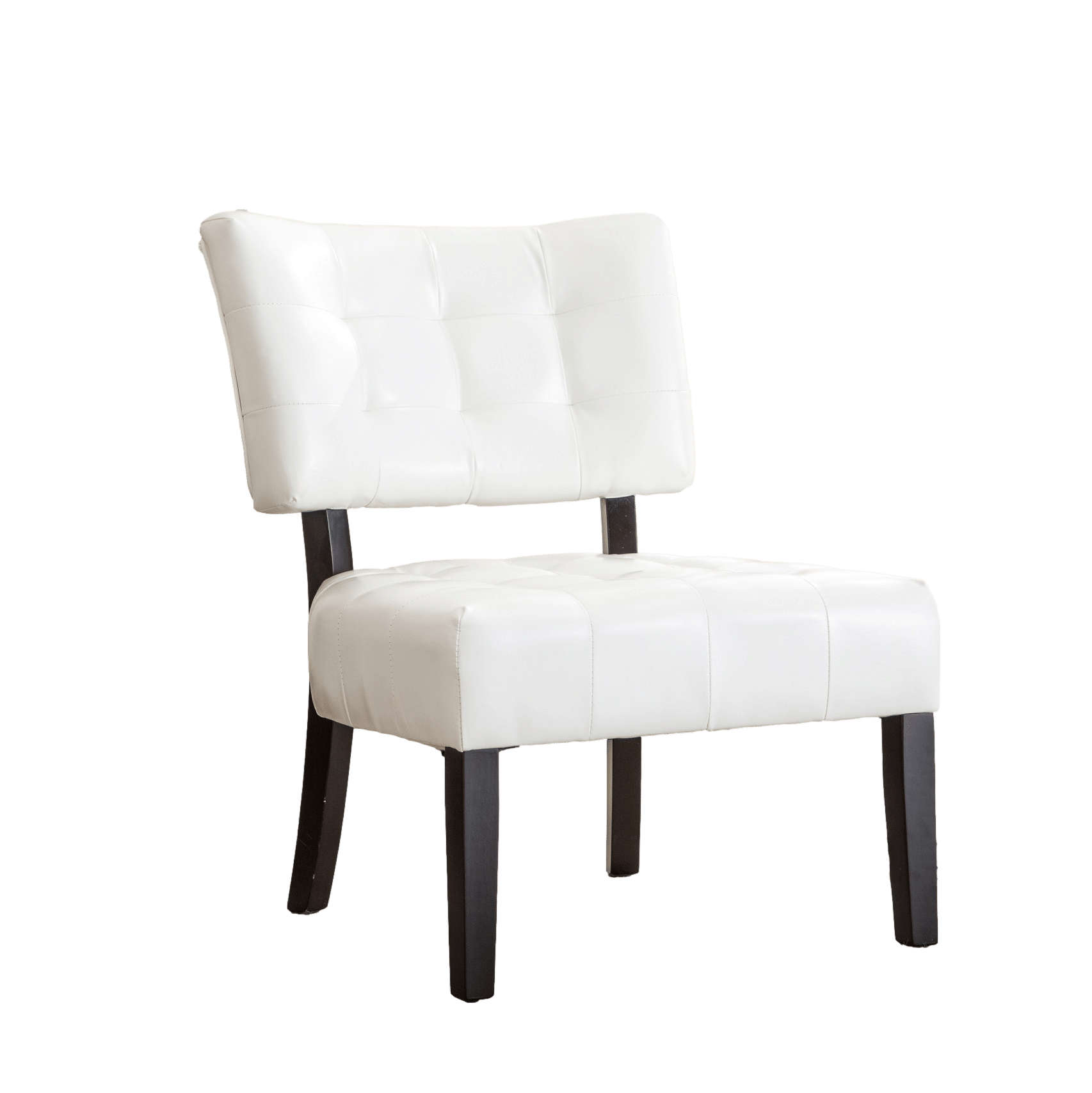 Blended Leather Tufted Accent Chair with Oversized Seating, Ivory image 5