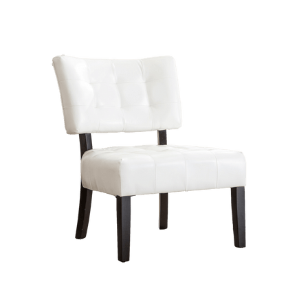 Blended Leather Tufted Accent Chair with Oversized Seating, Ivory image 5