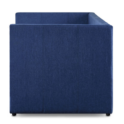 Blue Fabric Upholstered 1pc Day Bed with Pull-out Trundle Nailhead Trim Wood Frame Furniture image 13