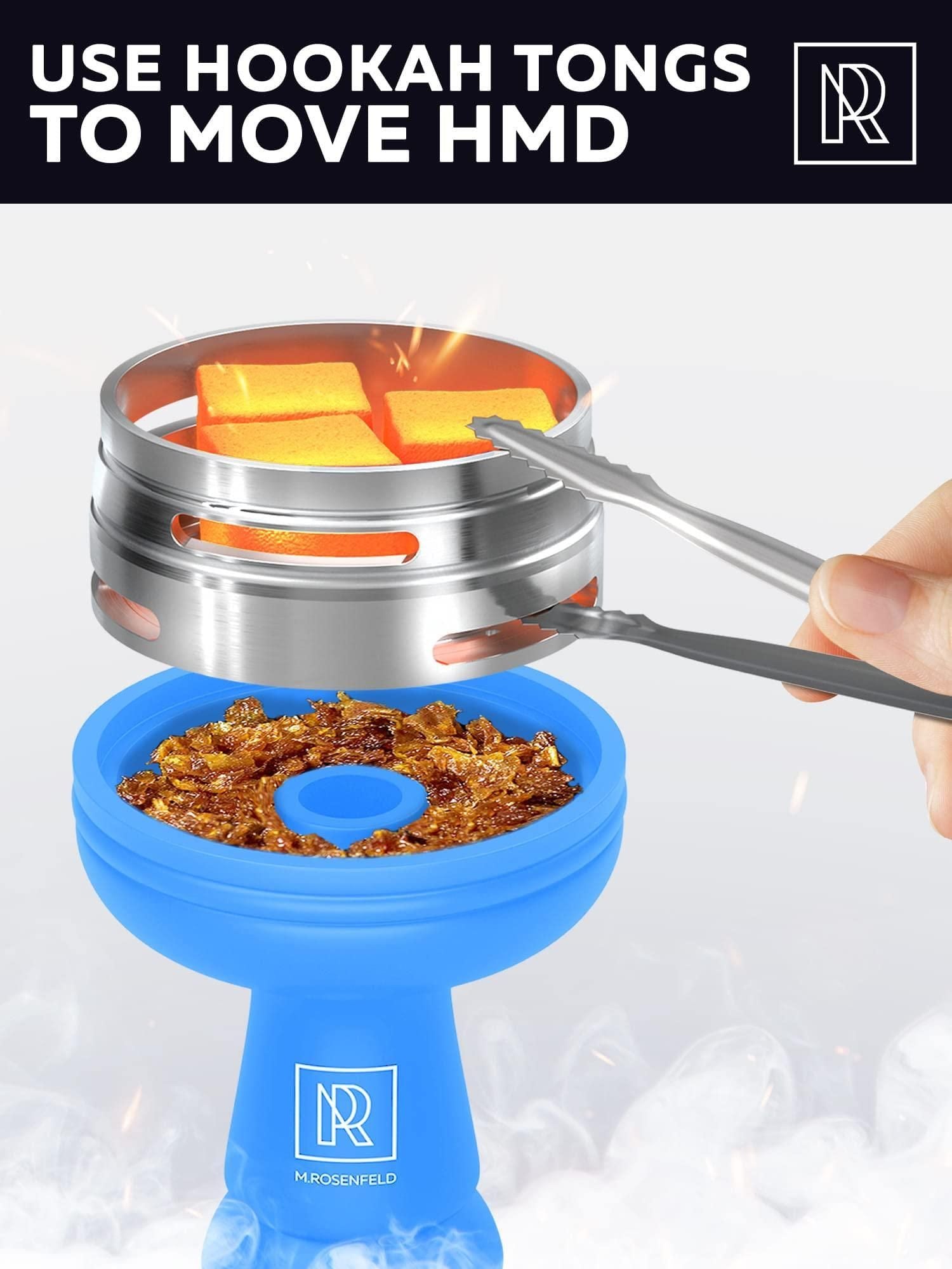 Blue Hookah Bowl Set Silicone Premium Shisha Bowl Phunnel Hookah Bowl with Hookah Tongs and Heat Management Charcoal Hol image 3