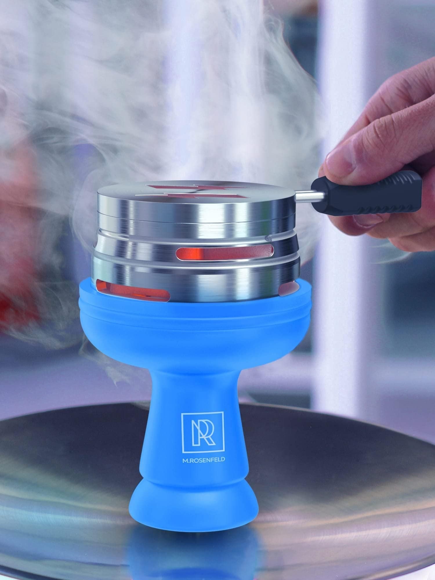Blue Hookah Bowl Set Silicone Premium Shisha Bowl Phunnel Hookah Bowl with Hookah Tongs and Heat Management Charcoal Hol image 6