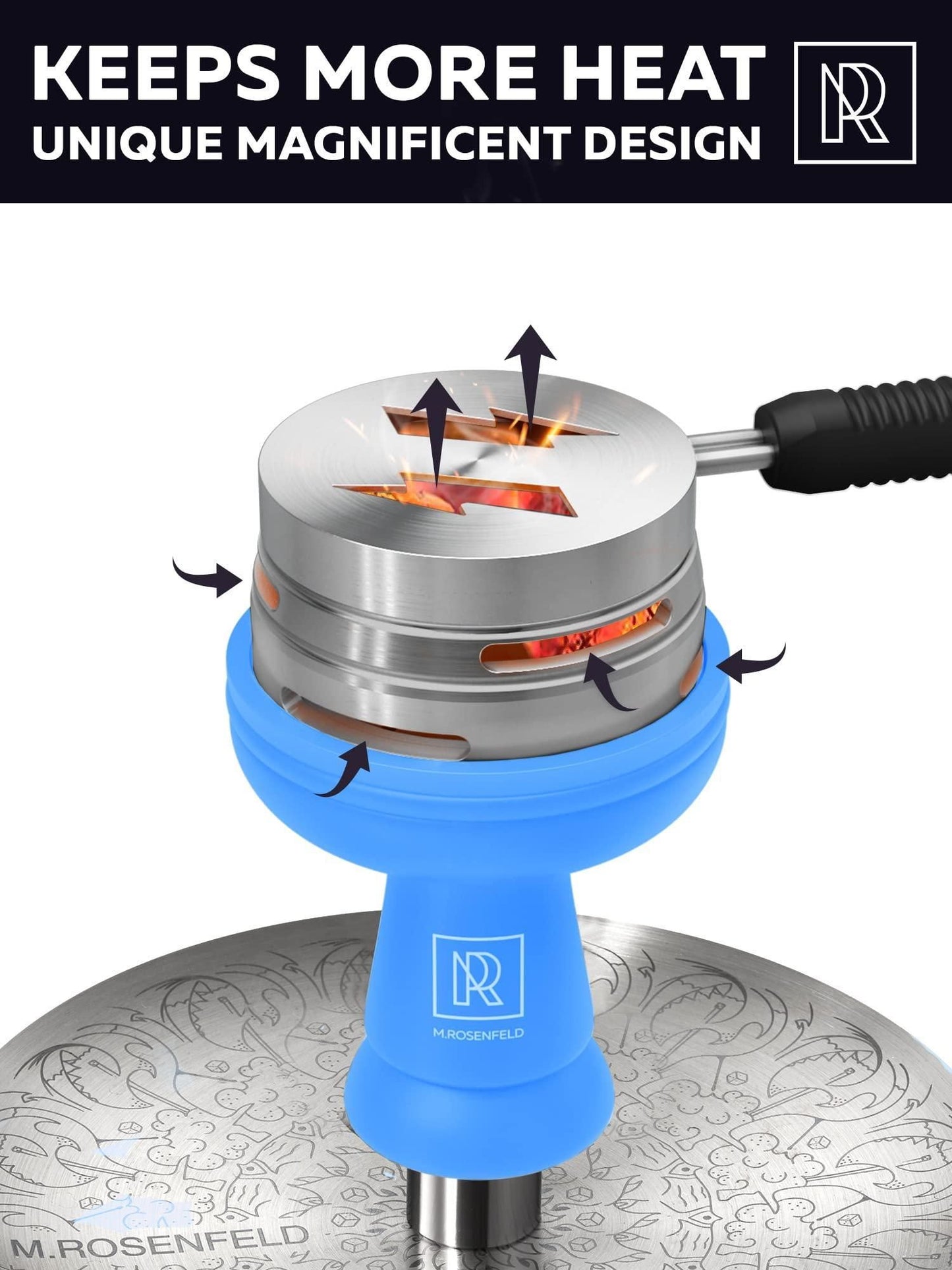 Blue Hookah Bowl Set Silicone Premium Shisha Bowl Phunnel Hookah Bowl with Hookah Tongs and Heat Management Charcoal Hol image 2