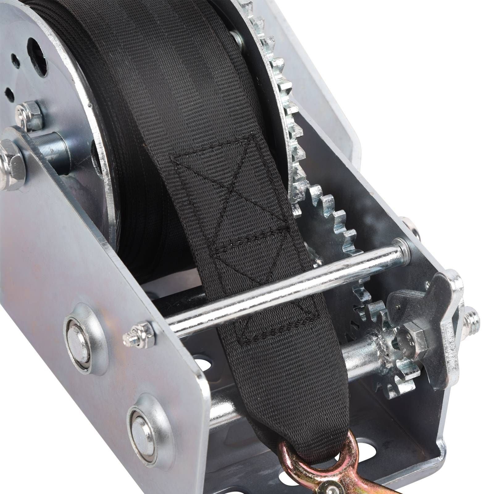 Boat Trailer Winch Hand Winch 2500lbs Heavy Duty Hand Crank Winch with 23ft Polyester Strap, Manual Operated Ratchet ATV image 5